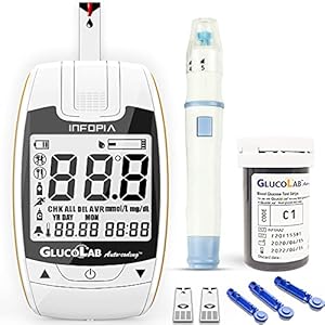 K-Life Gluco lab Fully Automatic Blood Glucose Sugar Testing Machine with 25 Strips (White), 10oz