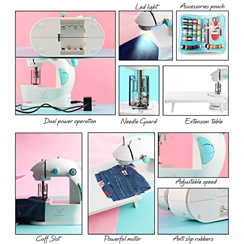 Mini Sewing Machine For Beginners Adult, 48-Piece Portable Sewing Machine, Dual Speed Small Sewing Machine, Adults And Kids Sewing Machine, Travel Beginner Sewing Machines With Sewing Kit And Book #TOP3