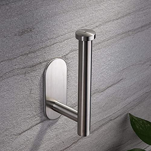 Yigii Towel Hooks + Toilet Paper Holder - Self Adhesive For Bathroom/Kitchen Stick On Wall,No Drilling Stainless Steel #TOP6