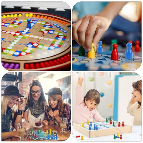 Fizdoqg 80 Stück Spielfiguren für Brettspiele 25 x12mm Spielfiguren Holz Halmakegel 5 Würfel aus Holz für Brettspiele, Bunte