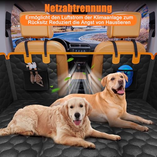 JOEJOY Hundedecke Auto Rückbank, Hundesitz Auto Rückbank Verbreitert mit Harter Unterseite, Hunde Autositz Ruckbank Wasserdicht Kratzfest mit Sicherheitsgurt