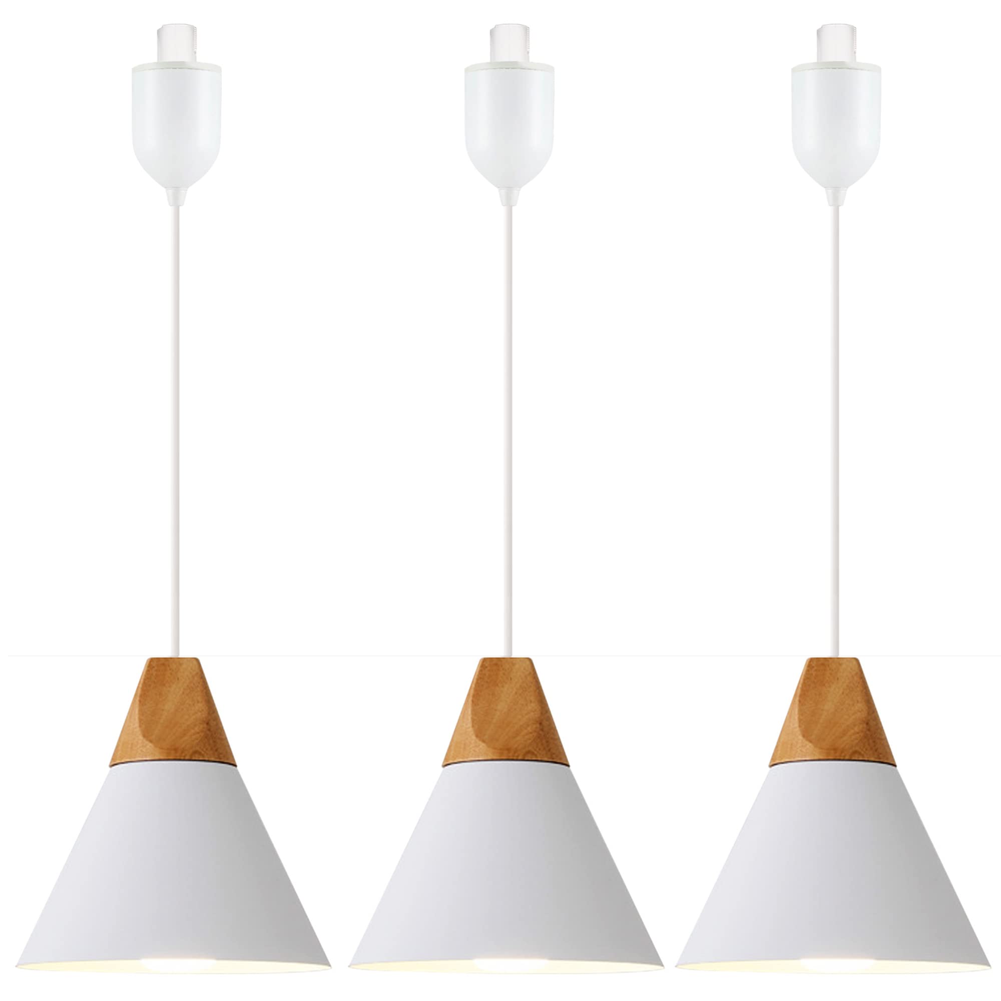 Kiven H-Type Track Lighting Light Fixture, White Modern Metal Halo Track Pendant Light with Built-in Cable Wrapper, Adjustable Length for Bedroom