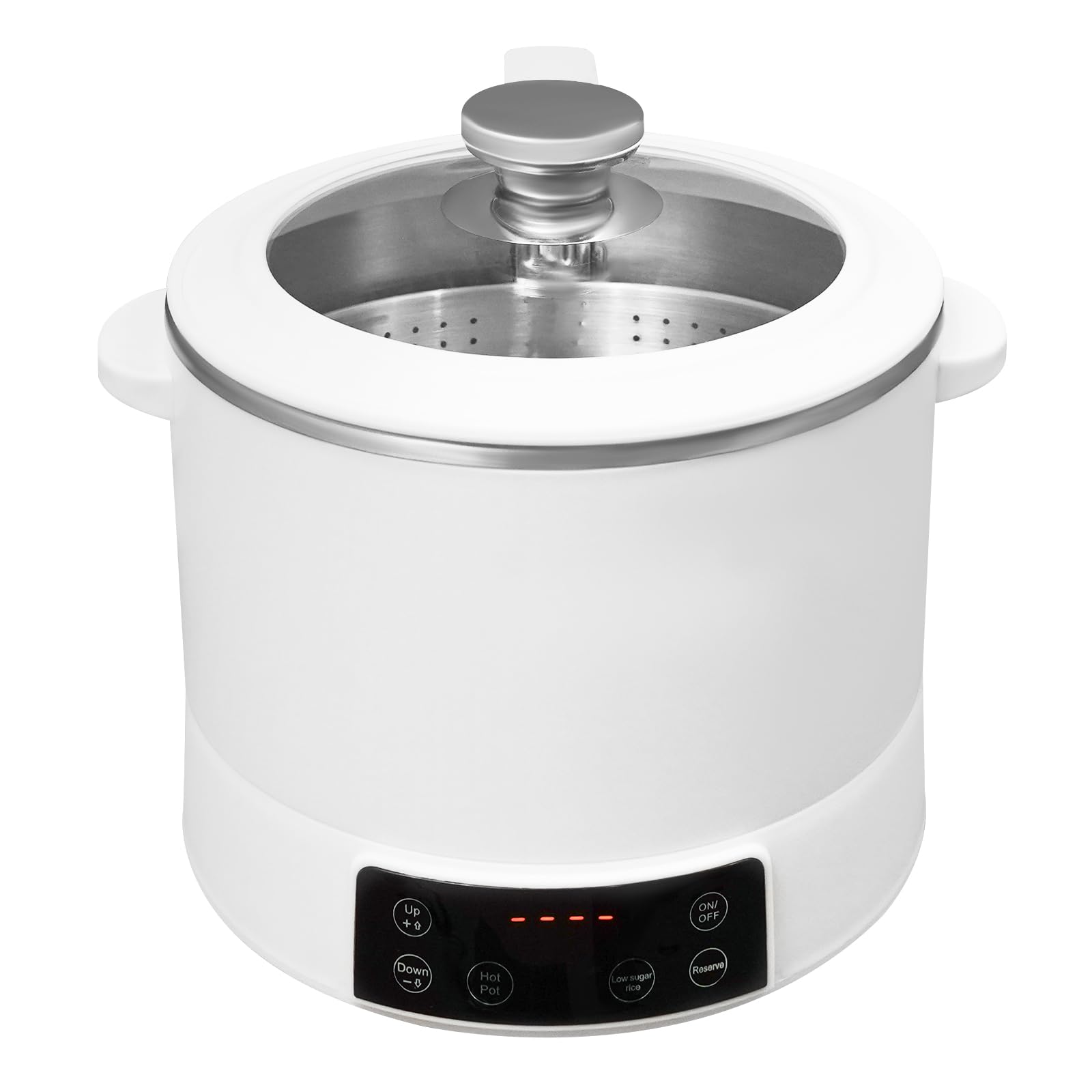 Cuocere riso a basso contenuto di zucchero, 1200 W, elettrico Multifunction Rice Cooker, 3 l, per 1-3 persone, con cucchiaio e misurino (bianco)