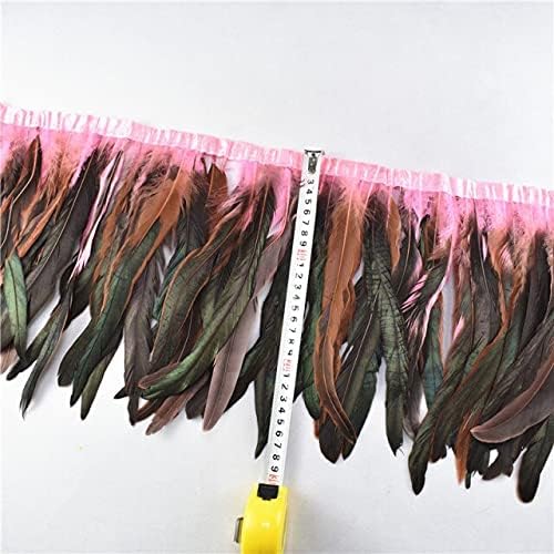 Zamihalaa 1meter/lot Natural Dyeing Pheasant Rooster Tail Feathers Trims 25-30cm DIY Pluma for Crafts Dress Skirt Carnival Costumes Plumes - Lake Blue Feathers