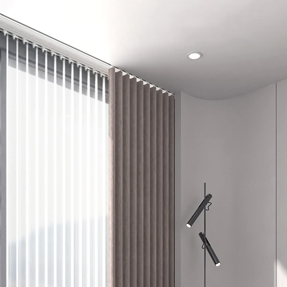Glissière de Fenêtre Avec Crochets 1-4M, Double Rail Conjoint À Rideau Robuste, Rails En Aluminium, Silence, Blanc/Noir/White/2M/6.5Ft