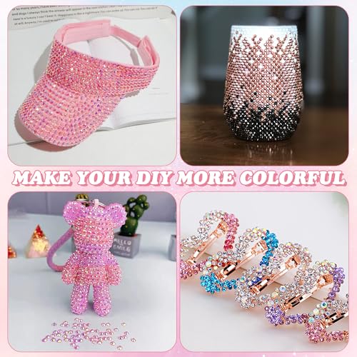 Wuollgess 40000 Pcs 3mm Resin Jelly Rhinestones Bedazzling Kit, 30 Colors Flatback Rhinestones with 3 Pcs 10ml B7000 Jewelry Glue for DIY Crafts, Tumblers, Nail Art, Diamond Art, and Shoe Decor — view 6