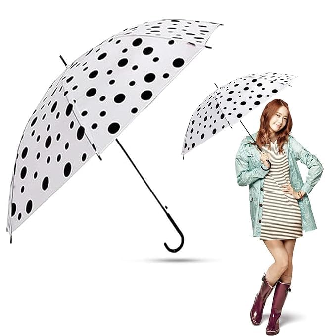 Vintage Style Ruffle Umbrella for Women | Manual Open Long Handle with Curved Handle | Wind Resistant Sun & Rain Protection Stylish Parasol for Daily Use (Transparent Umbrella)-picture-26