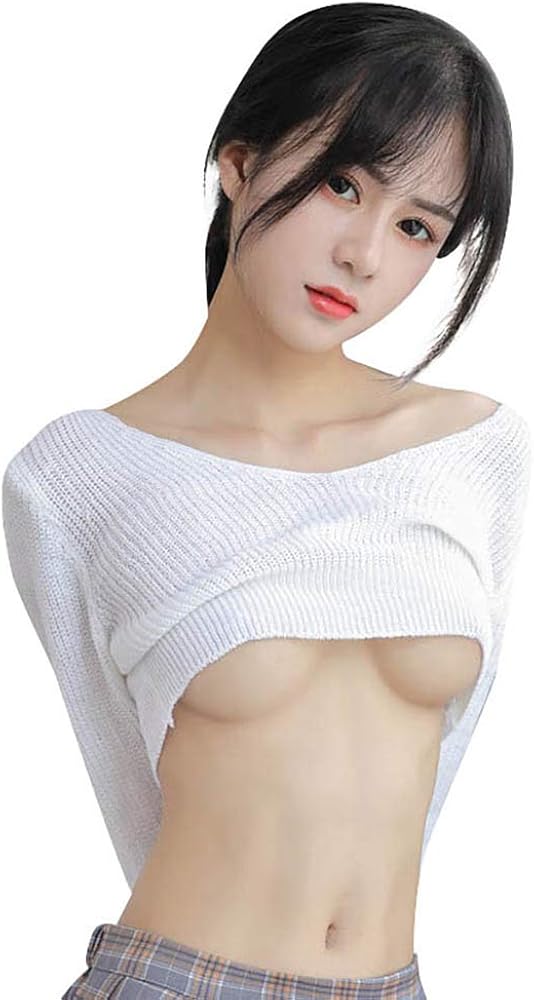 Amazon.com: HongH Women's Long Sleeve Cropped Sweater Wear Loose Fit V Neck  Knit Top Lightweight Sexy Lingerie Erotic Costume (643# White) : Clothing,  Shoes & Jewelry
