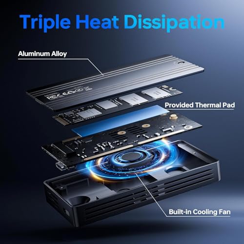 Image of 40Gbps M.2 NVMe Enclosure with Cooling Fan,Thunderbolt SSD Enclosure for M1 Pro /Max Mac,MOKiN Aluminum M.2 Enclosure Support M /B+M Key Size 2280 /2260 /2242 Compatible with Thunderbolt 3 /4 /USB4 /3.2 /3.1