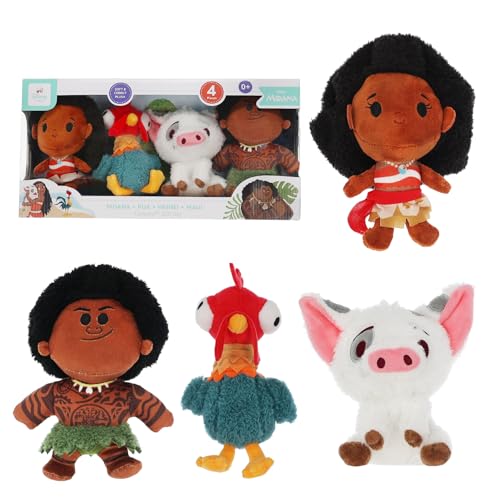 Kids Preferred Disney Baby Moana 4 Piece Cuteeze Set - Moana Maui Hey Hey and Pua Plush - Collectible Stuffed Animals for Babies Toddlers & Kids