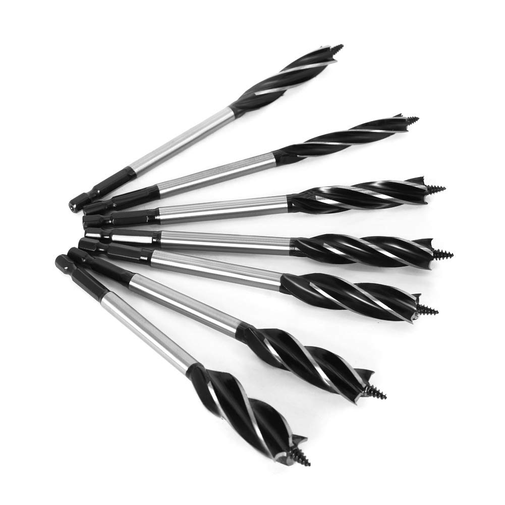 Set Punte Legno 1-9 Pezzi 8-35mm Attacco Cambio Rapido Punta Elica HSS 4 Taglienti per Falegnameria e DIY(9-piece)
