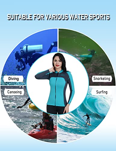 Womens Wetsuit Top, 1.5Mm Ladies Long Sleeve Neoprene Wetsuit Jacket Tops For Swimming Water Aerobics Diving Surfing And Boating #TOP6