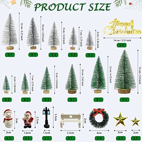 Mini Christmas Trees, Artificial Christmas Tree Bottle Brush Trees Sisal Snow Trees With Wooden Base For Christmas Decor Christmas Party Home Table Village Craft Decorations #TOP5