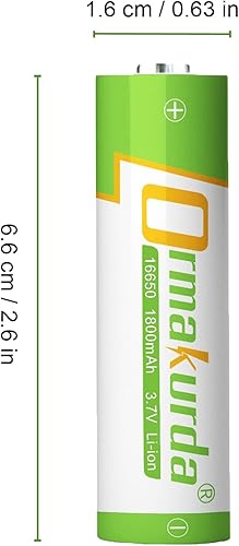 Miniatura 2 de Batería recargable 16650, batería 16650, 1800 mAh, 3.7 V, baterías recargables de iones de litio con botón superior para linternas y linternas