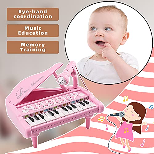 Amy&Benton Kinderpiano met Microfoon, 24 Keys Multifunctioneel Keyboard, Educatief Muzikaal Speelgoed, Verjaardagscadeau voor Meisje vanaf 1 2 3 Jaar - Image 4