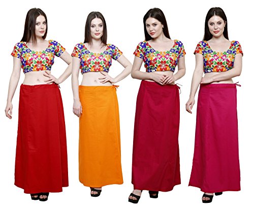 Image of Pistaa's combo of Women's Cotton Best Plain Solid Indian Readymade Inskirt Saree petticoats