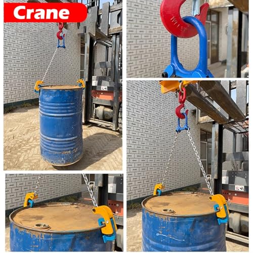 Sollevatore per tamburo, capacità 997,9 kg, morsetto a catena per gru, adatto per fusti in plastica e metallo, movimentazione di barili di olio industriale, ganci larghi