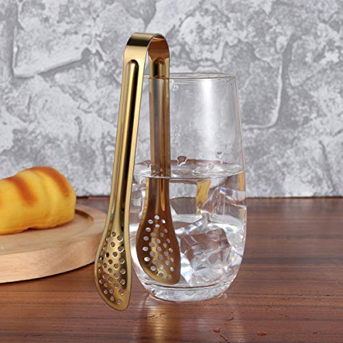 BESTONZON 4 peças de pinças de aço inoxidável de 15 cm, mini pinças de alimentos para servir, pinças