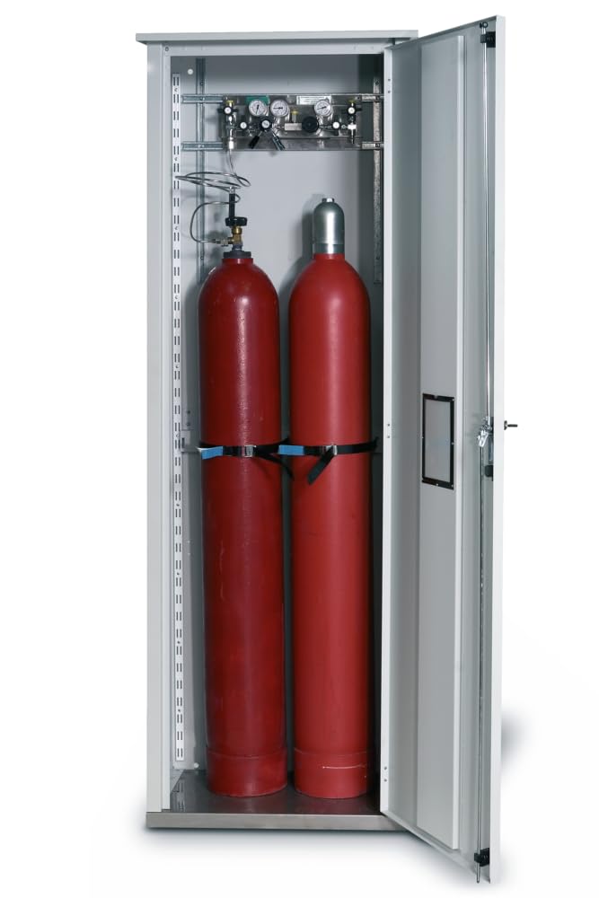 Armario para bombonas de gas a presión, para montaje Auáá, 2 ranuras para botellas F, 700 x 400 x 2150 mm, galvanizado + B