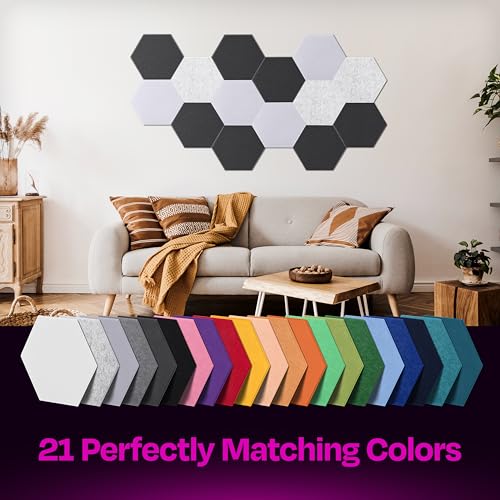 Image of Acoustic Panels 12-Pack Soundproof Wall Panels 12 inchX10.4 inchX0.4 inch Sound Panels High Density Sound Dampening Panels - [Dark Gray Hexagon]