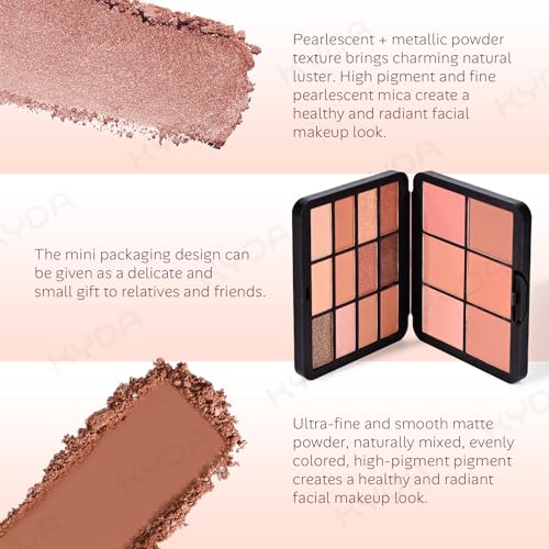 KYDA 18 Colors All In One Makeup Palette, Include Highlighter Bronzer Blush and Eyeshadow, Face Cosmetics Gifts for Women, Contour Palettes Beauty for Festivals, Travel Mini Makeup, Set A