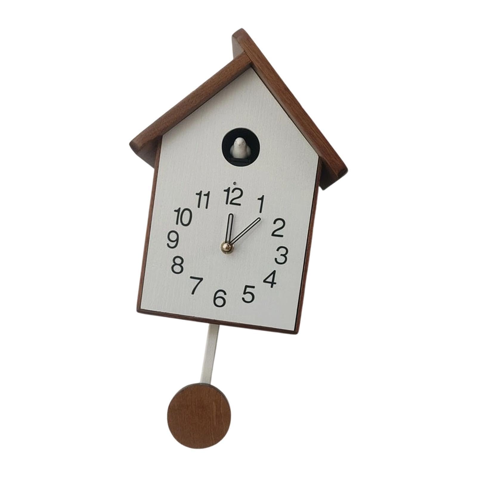 CravoFlow Chiming Cuckoo Clock with Pendulum 38x19.5cm (15x7.7in) Wooden Wall Art Decor Coo Coo Clock for Living Room Housewarming