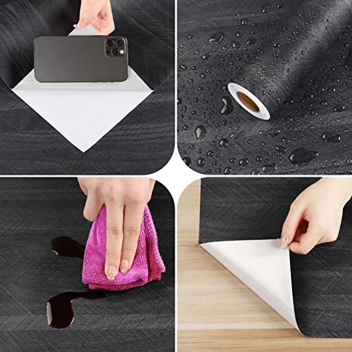 Papier peint bois noir gris imperméable pour protéger un plan de travail usé - 6