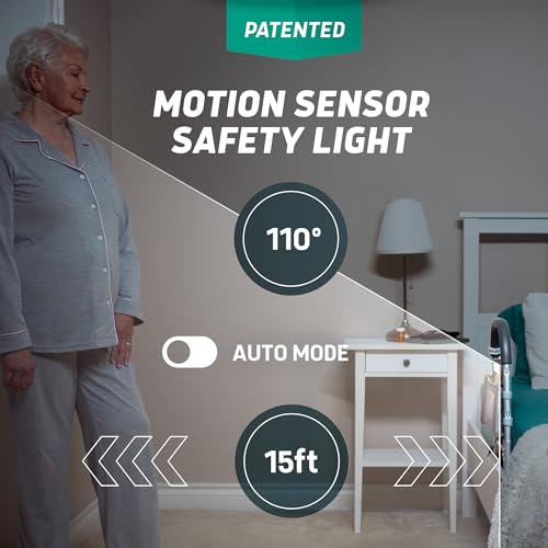 Image of Lunderg Large Bed Assist Rail for Seniors with Motion-Activated Light & Storage Pocket - Easy to Install Bed Rails for Elderly Adults Safety & Post-Surgery - Helps Reduce Falls & Support Independence