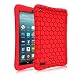Fintie Silicone Case for All-New Amazon Fire 7 Tablet (7th Generation, 2017 Release) - [Honey Comb Upgraded Version] [Kids Friendly] Light Weight [Anti Slip] Shock Proof Protective Cover, Red