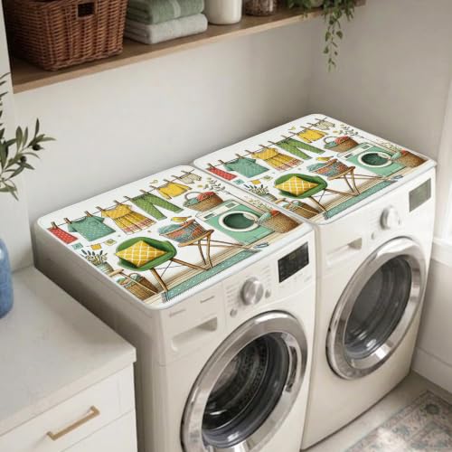 Image of Nuxovilar Clothesline Dryer Cover Top 2pcs 23.6x19.7in Polyester Mat | Dryer cover top clothesline protector mat laundry room home apartment dust proof (Clothesline)