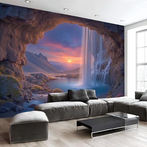 Papier peint panoramique cascade grand format 300x210 cm salon