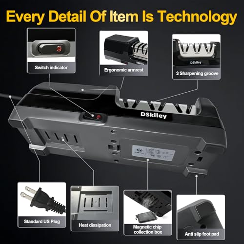 dskiley 3-Stage Electric Diamond Knife Sharpener — view 8