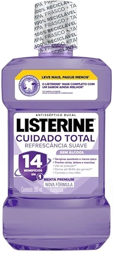 Listerine Cuidado Total 14 Benefícios em 1 Enxaguante Bucal Sem Álcool, 500ml