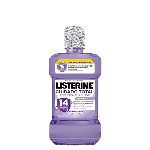 Listerine Cuidado Total 14 Benefícios em 1 Enxaguante Bucal Sem Álcool, 500ml Listerine Cuidado Total 14 Benefícios em 1 Enxaguante Bucal Sem Álcool, 500ml