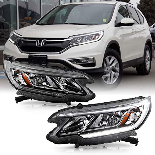 ACANII - For 2015-2016 Honda CRV EX |EX-L | SE Halogen Type w/LED DRL Headlights Headlamps Assembly Pair Set Left+Right
