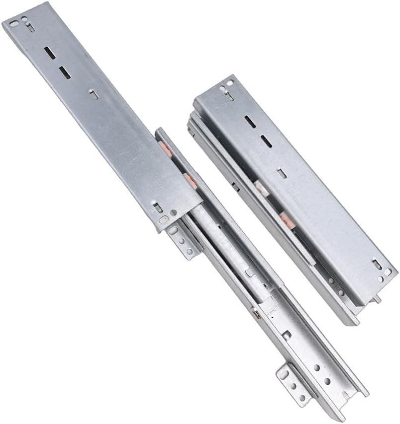 Floor Close Drawer Runners – 550 mm Full Extension, 3-Stage Heavy Duty Steel Slides Cabinets, 40 kg Load Capacity, Quiet Hydraulic Damping, Silver(55CM)