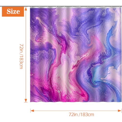 Image of Aimego Purple Shower Curtain Pink and Purple Tie Dye Marble Shower Curtains Set with 12 Hooks for Bathroom Decor Accessories Bathtub Curtain, 72 inchx72 inch