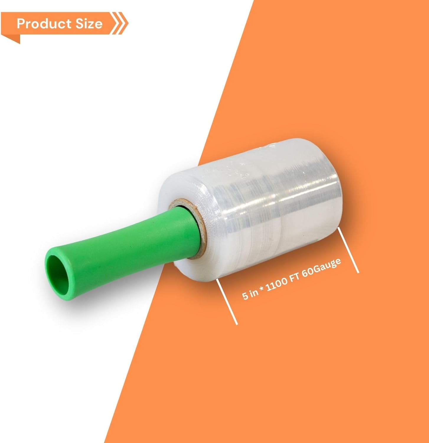 5" x 1100 FT 60 Gauge Industrial Strength Mini Hand Stretch Wrap Film Clear Plastic Roll with Handle for Moving, Furniture Wrapping, Package Protecting, Pallet Storaging (6 Pack)