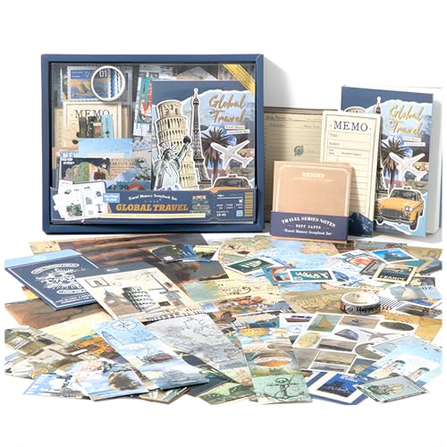 Image of RANDEN Global Traveler Journaling Kit, 346PCS Vintage Scrapbook & Stationery Set with Aesthetic Stickers, Ephemera Pack and Journal Supplies for Bullet Journals, Planners, Albums & Creative Crafts (GLOBAL TRAVELER)