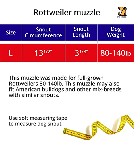 Bronzedog Rottweiler Dog Muzzle Adjustable Durable Metal Wire Basket For Large Dogs American Bulldog No Barking Muzzles (L) #TOP1
