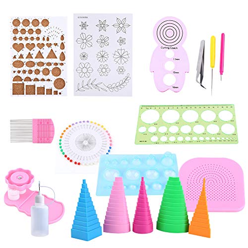 Tissue Quilling Kit, 1 Set Quilling Tissue Rolling Kit Slotted Tools Tweezer Ruler, Quilling Tissue Rolling Kit Slotted Tools Tweezer Ruler, for Home Office Decoration