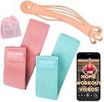Squeeze Bands Fabric Resistance Fitness Bands Set, Booty Bands, Long Fabric Body Exercise Bands for Women + Home Workout Videos for Upper Body, Legs, Glutes, Therapy, Pull Up Assistance