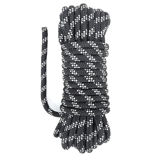 Paracord Rope 750lb, 1/3 100% Nylon Rope for Clothsline Camping Hiking Military Gear Emergency (Black)