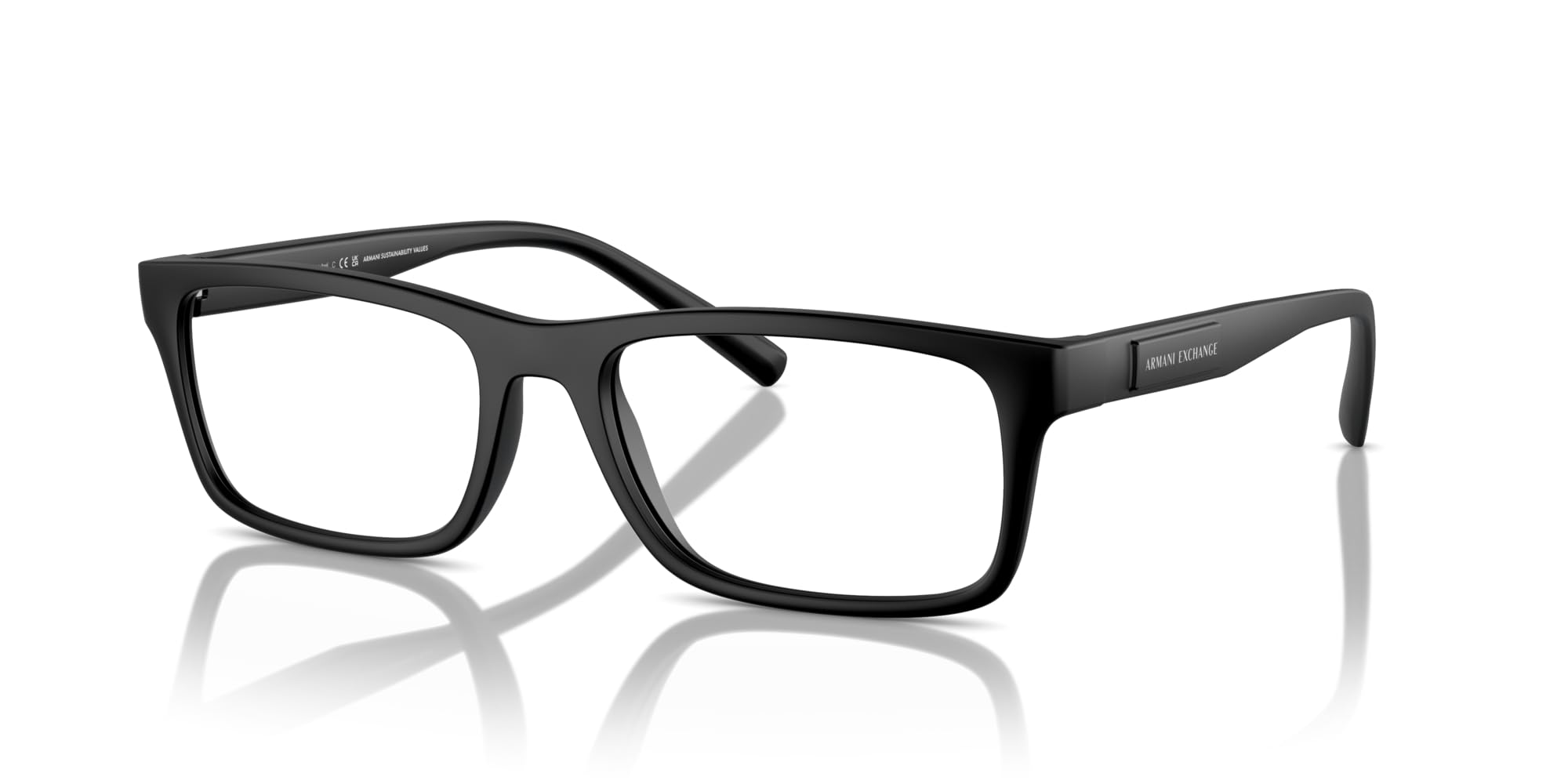 A|X ARMANI EXCHANGE Men's AX3115 Rectangular Prescription Eyewear Frames, Matte Black/Demo Lens, 55 mm