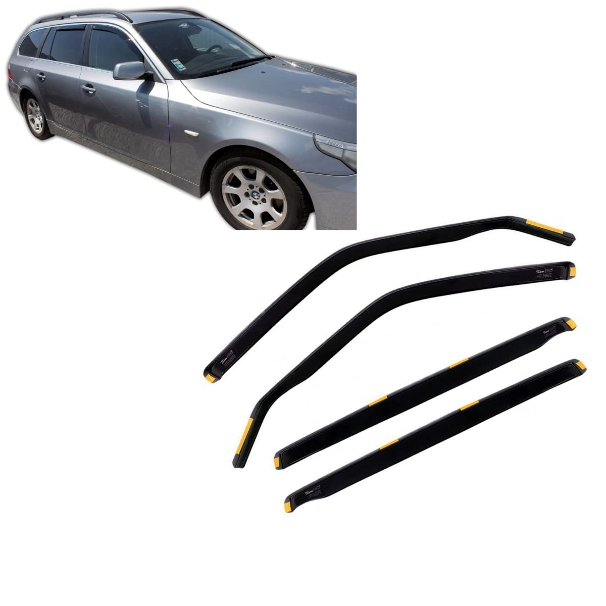J&J AUTOMOTIVE | Deflettori D'Aria Antiturbo Per XC90 1 I 2003-2015, Set di 2 Pz, Nero, Antivento, Antipioggia, Fume' Oscurati