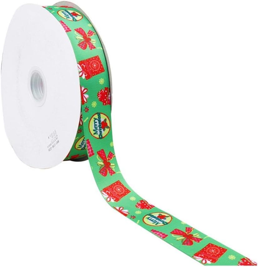 Shuoyue グログランリボンクリスマスのギフト木プリントテープdiy髪の弓祭装飾材料パーティーアクセサリー Color 最新アイテム 02