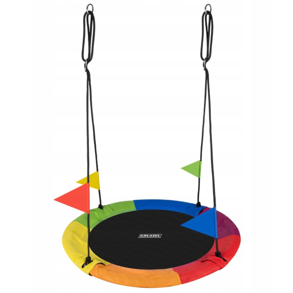 Kruzzel Columpio nido exterior para niños y adultos de hasta 160 kg, columpio de jardín de 100 cm de diámetro, duradero y resistente a la intemperie, columpio doble para 2 niños 25285