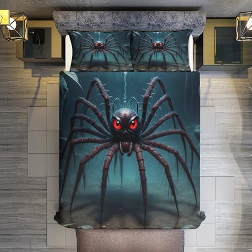Araignée 3D housse de couette 220x240 linge de lit microfibre 3 pièces