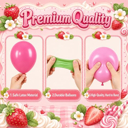 Image of Strawberry Balloons, 50Pcs 12 Inch Red Pink Green Confetti Latex for Party
