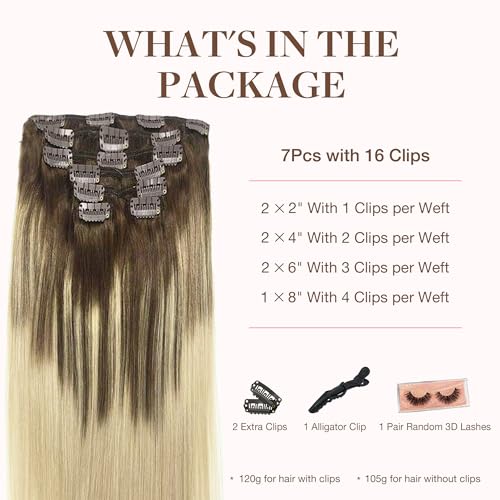 image for GOO GOO Clip in Hair Extensions Real Human Hair, Remy Human Hair Exten